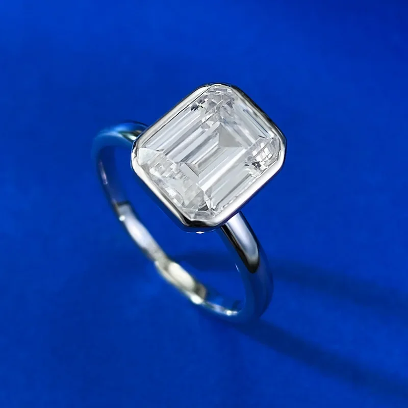 2024 New 925 Sterling Silver 7 * 9 Rectangular Pagoda Cutting High Carbon Diamond Ring Fashionable and Minimalist Ring