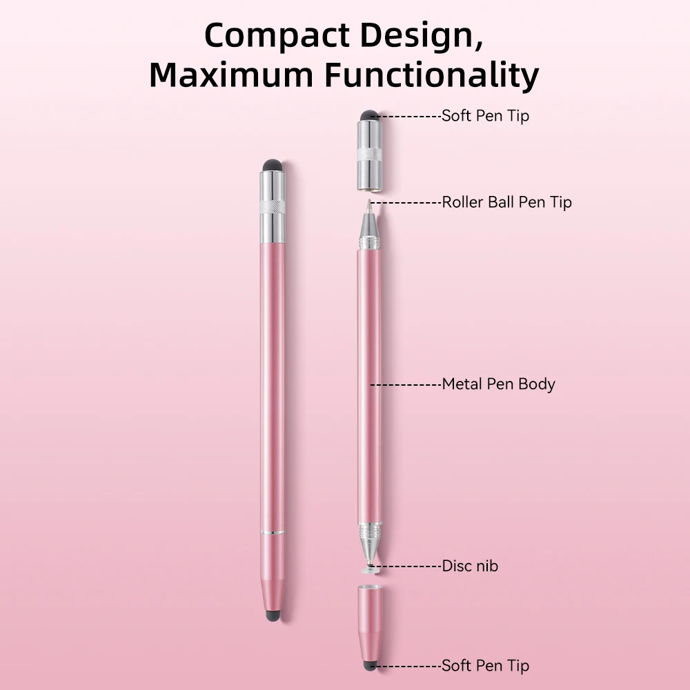 4 in 1 만능 스타일러스 펜 터치펜 고감도 태블릿 범용 펜슬 정전식 스타일러스 이중 듀얼 실리콘 헤드