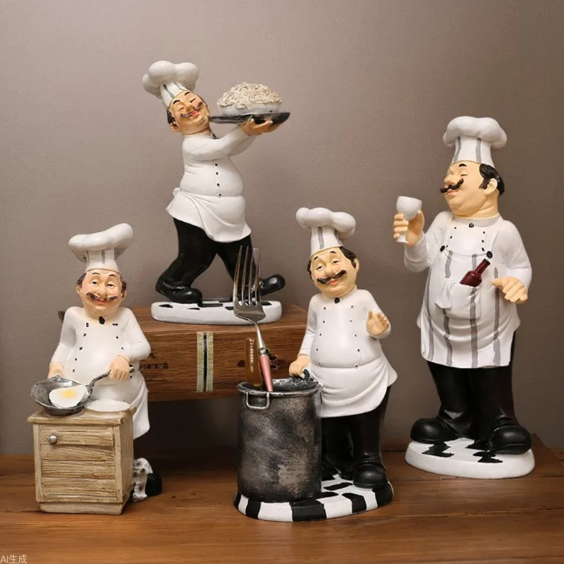 

American Retro Resin Chef Functional Ornament Home Restaurant Cafe Kitchen Fashion Desktop Decoration