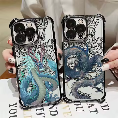 God Black Dragon Cyan Phone Case For Xiaomi 15T 14T 13 Pro 15 F8 Ultra Poco X7 F7 Pro X3 X5 X6 F5 M7 Soft Shockproof Clear Cover