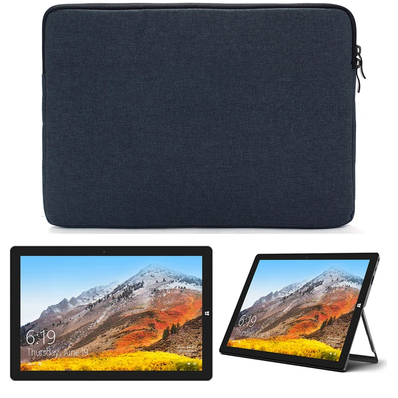 

for Teclast X11 T40S Tablet Bag Waterproof Canvas Sleeve Plush Fur Lining Anti-Drop Carry Cases Zip Pouch