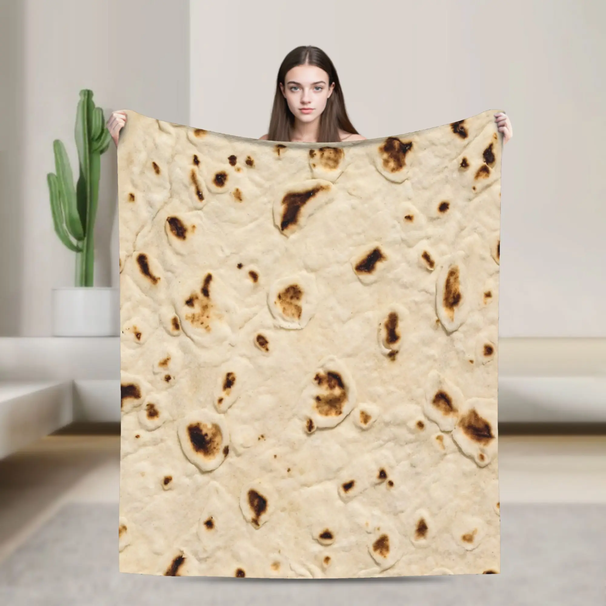 Burrito Tortilla Wrap Flannel Blanket  Soft Throw Blanket for Living Room Picnic Aesthetic Bedspread Sofa Bed Cover