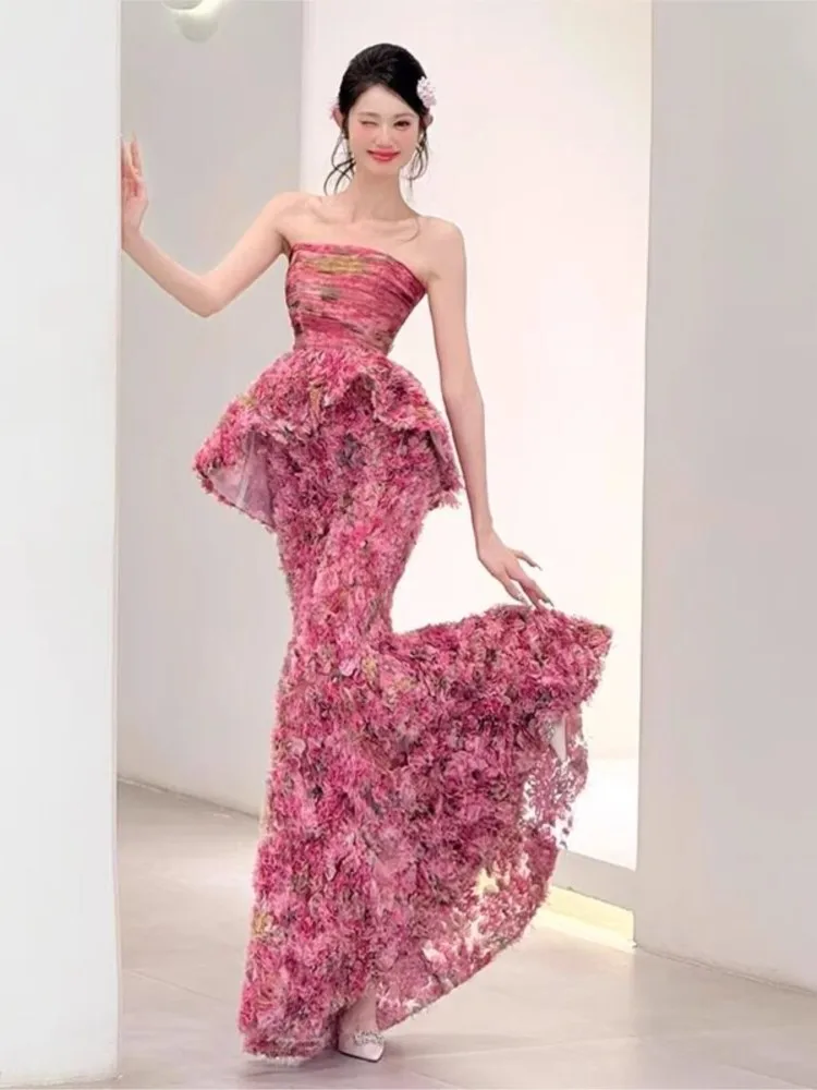 Flower morning robe sweet toasting elegant host art examination dress