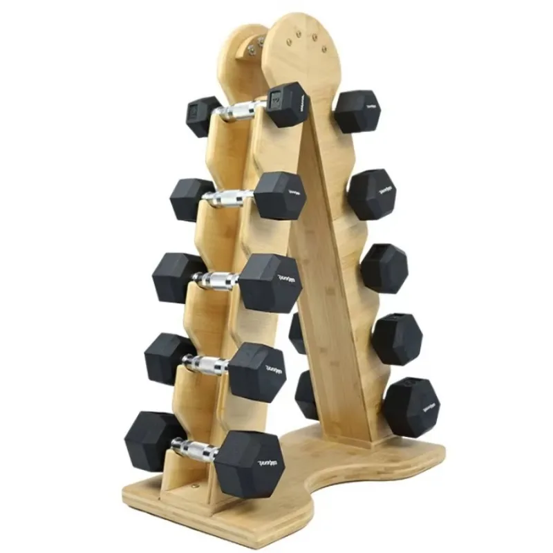 Custom Logo Wooden Dumbbell Rack - Modern & Durable Storage Equipment for Home Gym Bodybuilding