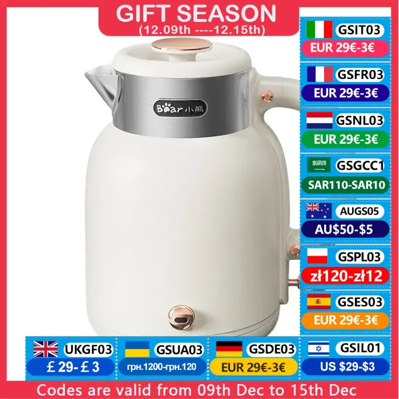 고속 가열 전기 주전자, 1.5L 스테인레스 스틸, 건강 티팟, 홈 오피스 커피 포트, 자동 전원 끄기, 체중계 방지 디펜서, 1500W