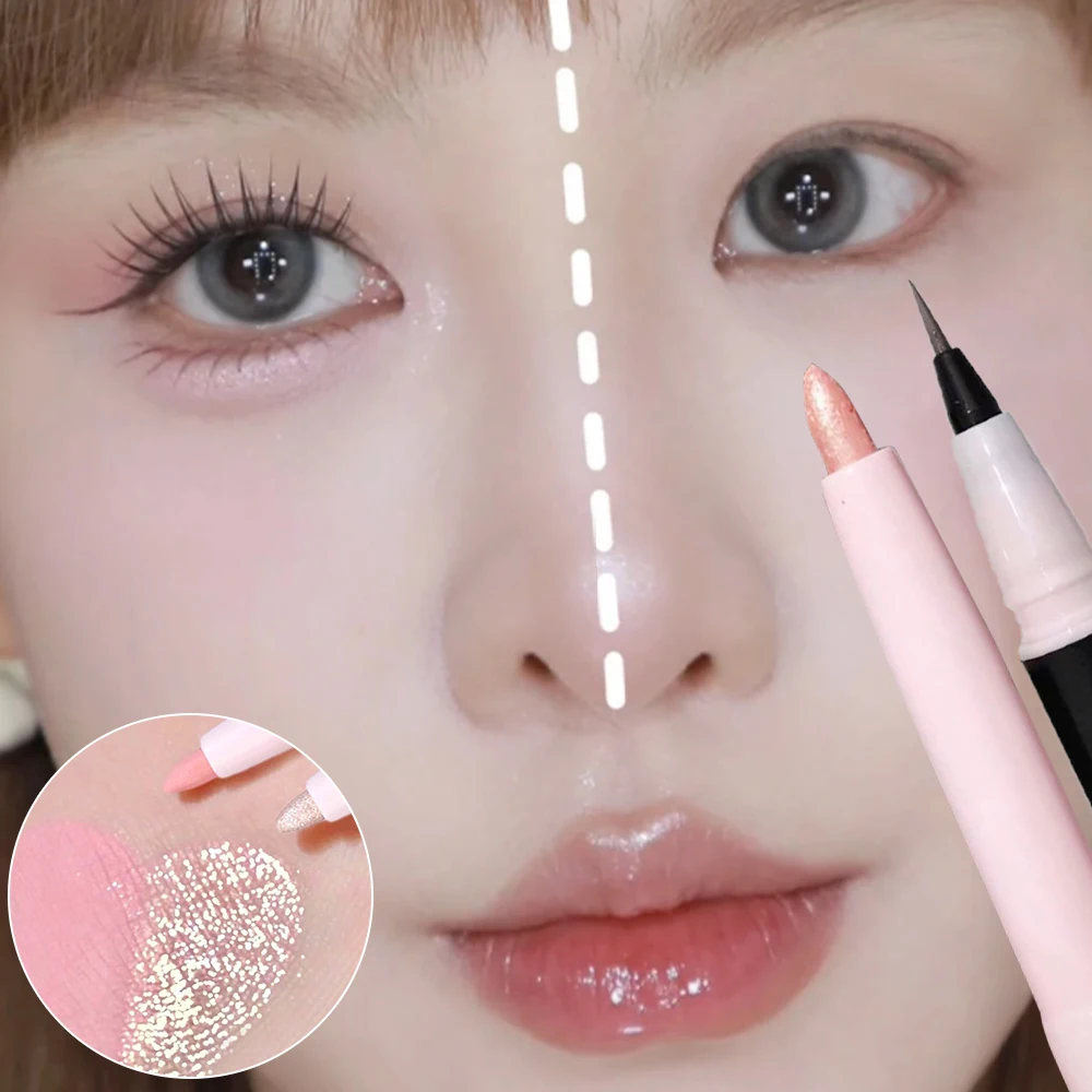 Stylo en ver à soie à double tête durable, thé rose, marron, paillettes, fard à barrage éclaircissant, maquillage coréen pour les yeux, cosmétiques, 256