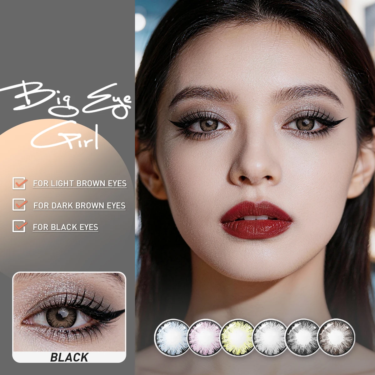 VISUASHOW natürliche schwarze farbige Kontaktlinsen 1 Paar 14,2 mm halbjährig weich für tägliches Augen Make-up – Detail 1