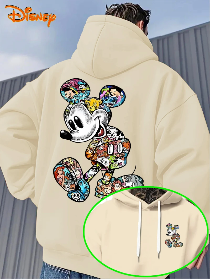 

Disney Men's Mickey and Minnie Hoodies - Official Mickey Ears and Classic Facial Design Loose Hoodie