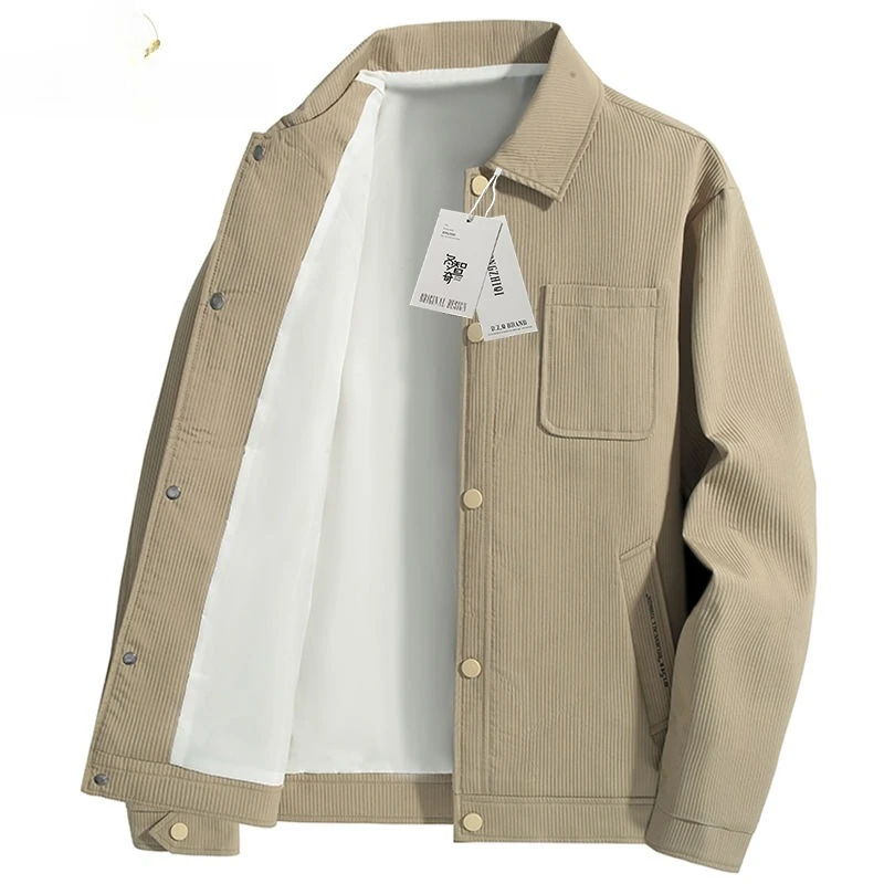 Autumn and Winter Coats Men's New Style Men's Clothing Striped Business Casual Jacket Versatile Simple Trendy Workwear Jacket