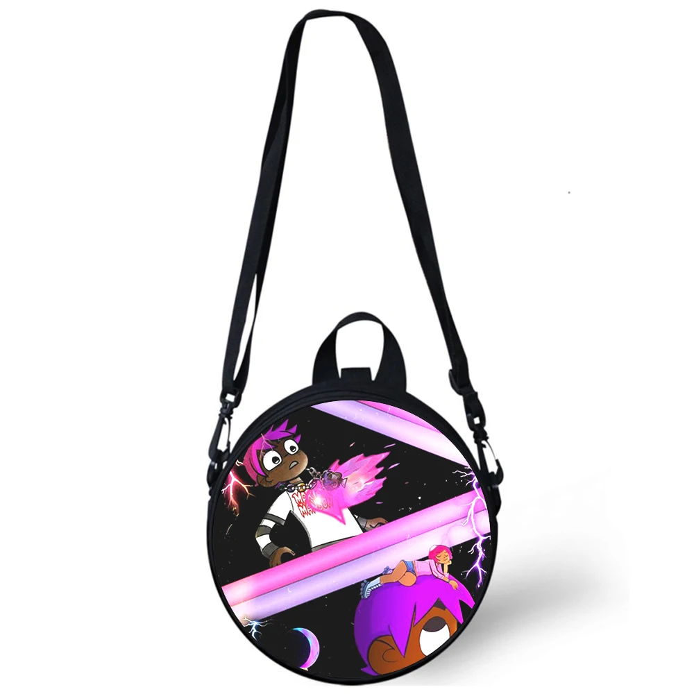 Lil uzi vert rapper criança saco de jardim de infância impressão 3d crossbody sacos de ombro para a escola feminina mini redondo bagpacks rugtas saco