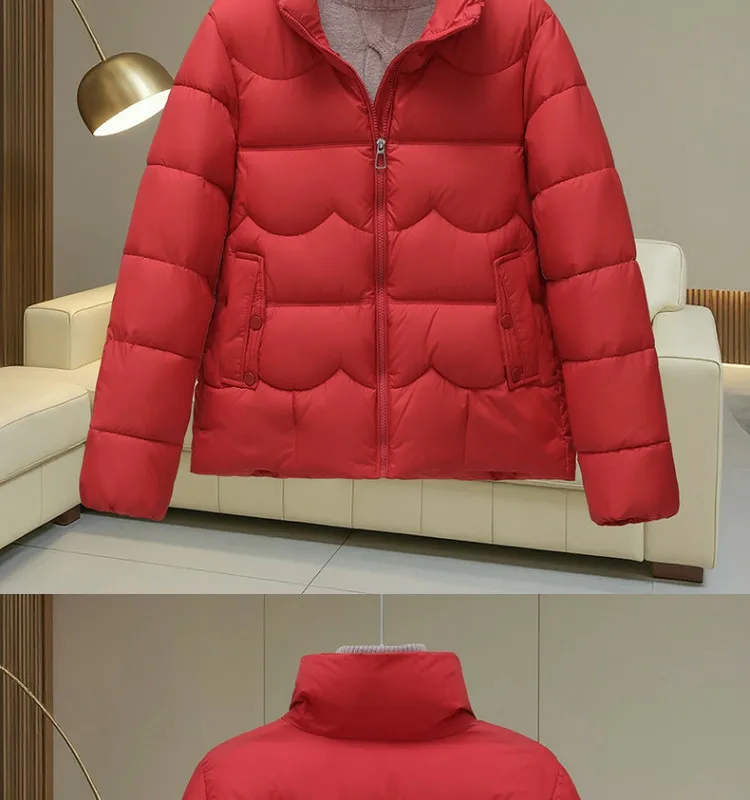 2027 Winter Parkas Women Down Cotton Jacket V-neck Large Fur Collar Belt Mid Length Cotton-padded Coat Female Outerwear Overcoat
