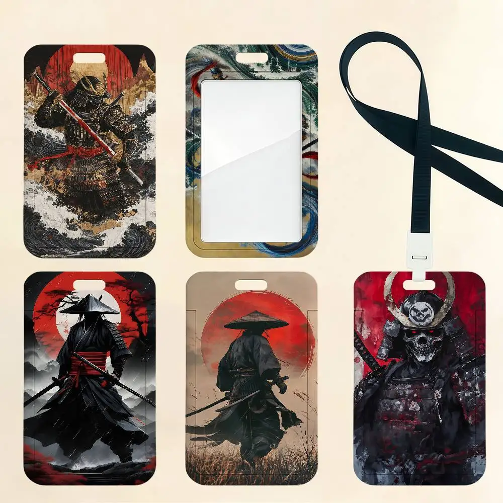 Japanese Samurai Card Holder Cardcase Bus Subway Work Permit Student Lanyard Neck Straps Badge Holder Door Card