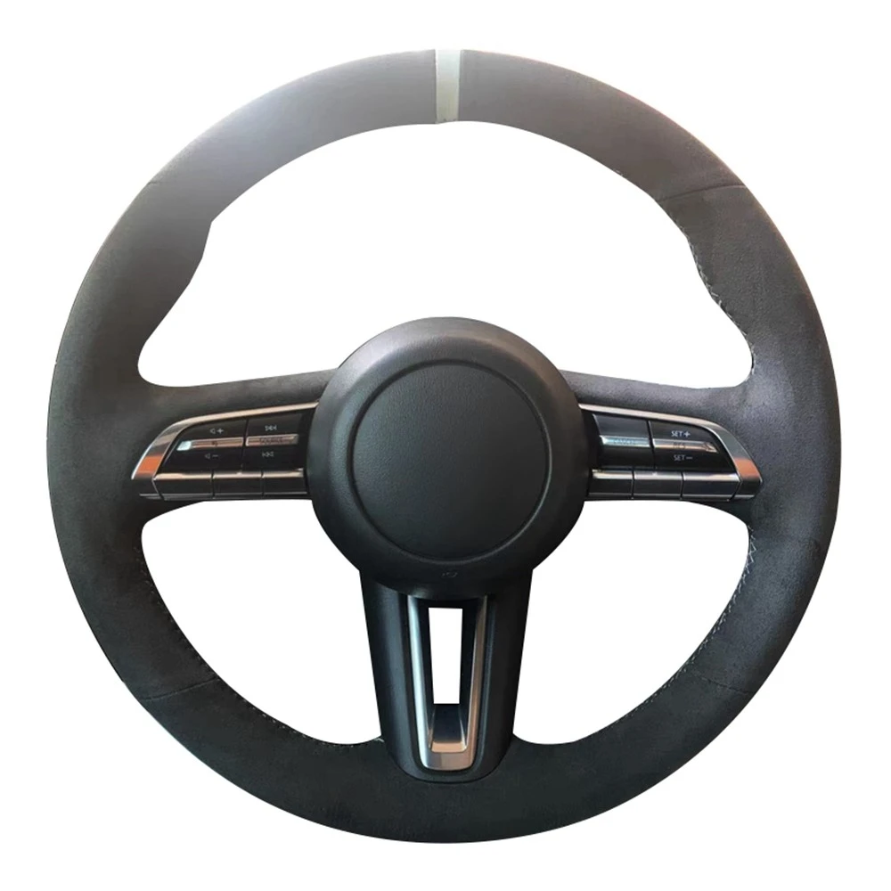 Car Accessories Customized Anti-Slip Suede Braid Car Steering Wheel Cover For Mazda CX-30 CX30 Mazda 3 Axela 2019 2020