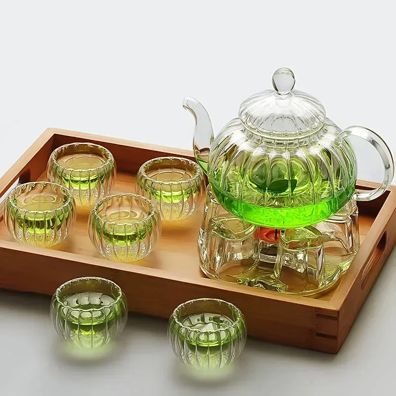 Simple Fashion High Temperature Resistant Glass Tea Set Scented Tea Pumpkin Pot Pattern Cloth Pot Set