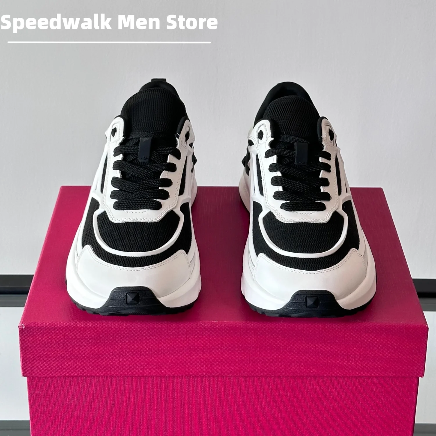 Men Height Increasing Chunky Platform Dad Sneakers Breathable Mesh Rivet Thick Sole Trainers Non Slip Casual Shoes Street