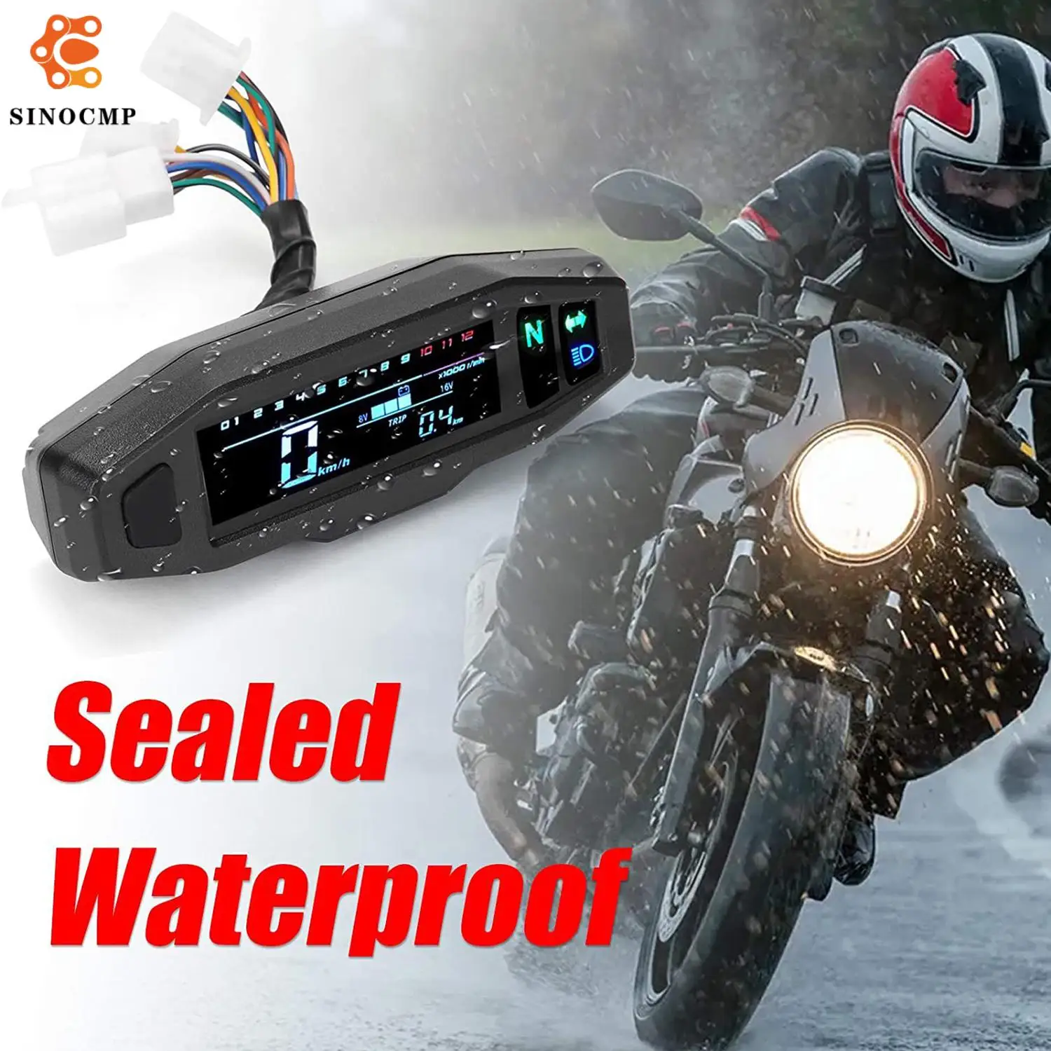 Universal Motorcycle Digital Tachometer Odometer RPM Fuel Injection Carburetor Meter LCD Digital Dash Speedometer For Motorcycle
