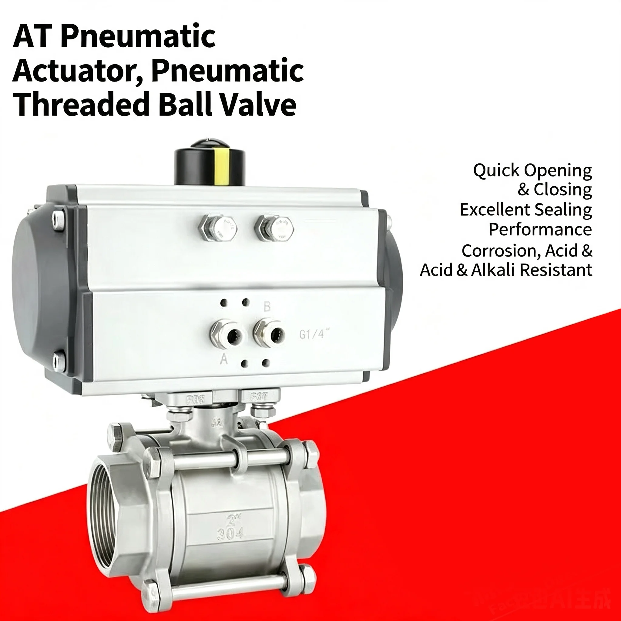 Pneumatic Threaded Ball Valve Q611F-16P Stainless Steel 3-Piece Internal Thread High Pressure High Temperature Steam