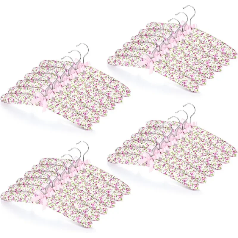 

24 Pieces Satin Padded Hangers Satin Hangers with Anti-Rust Swiveling Hook Shoulder for Hanging Dresses, Sweaters