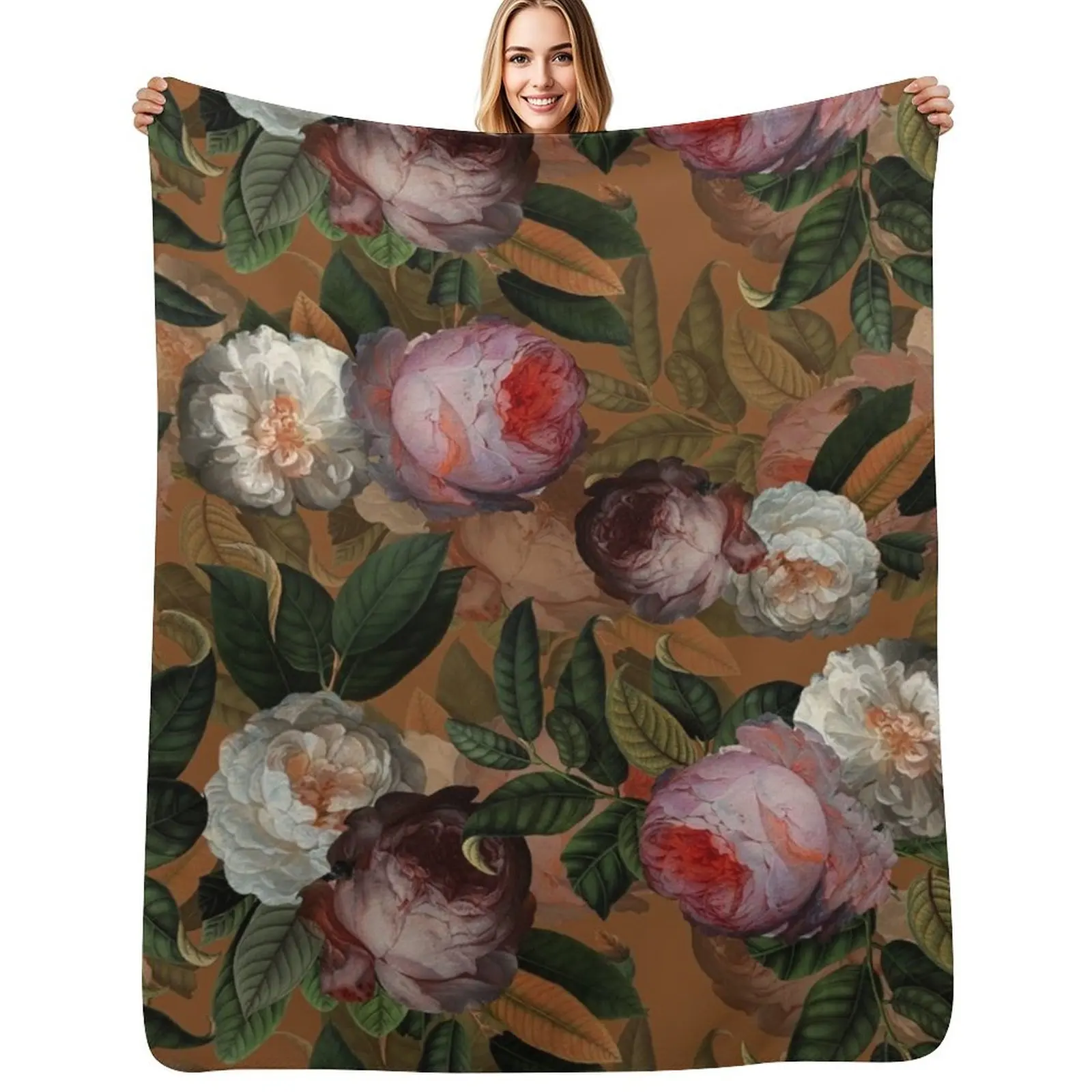 

Copper Jan Davidsz. de Heem Vintage Roses Flowers Botanical Garden Throw Blanket Warm Accent Blanket for Living Room Decoration