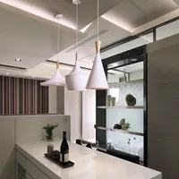 Nordic Vintage Wood Led Pendant Lighting Ceiling Bedroom Chandelier Lamp Shade White Hanging Living Dining Room Kitchen Fixture