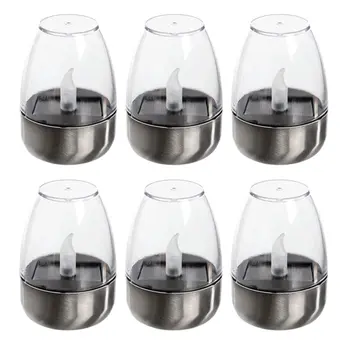 【NEW-SALE】Outdoor Wedding Party Atmosphere Lamp 6 Pcs LED Solar Candles Light Flameless Rechargeable Night Light For Garden Deco