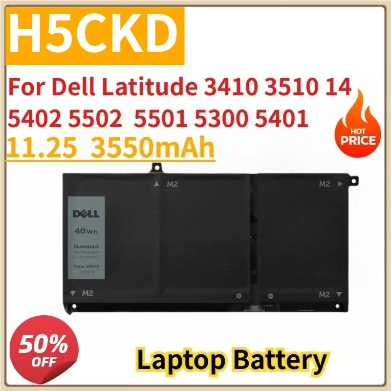 

Новый аккумулятор для ноутбука H5CKD JK6Y6 11,25/15 В 3550/3533 мАч для Dell Latitude 3410 3510 14 5402 5502 5501 5300 5401 литий-полимерный