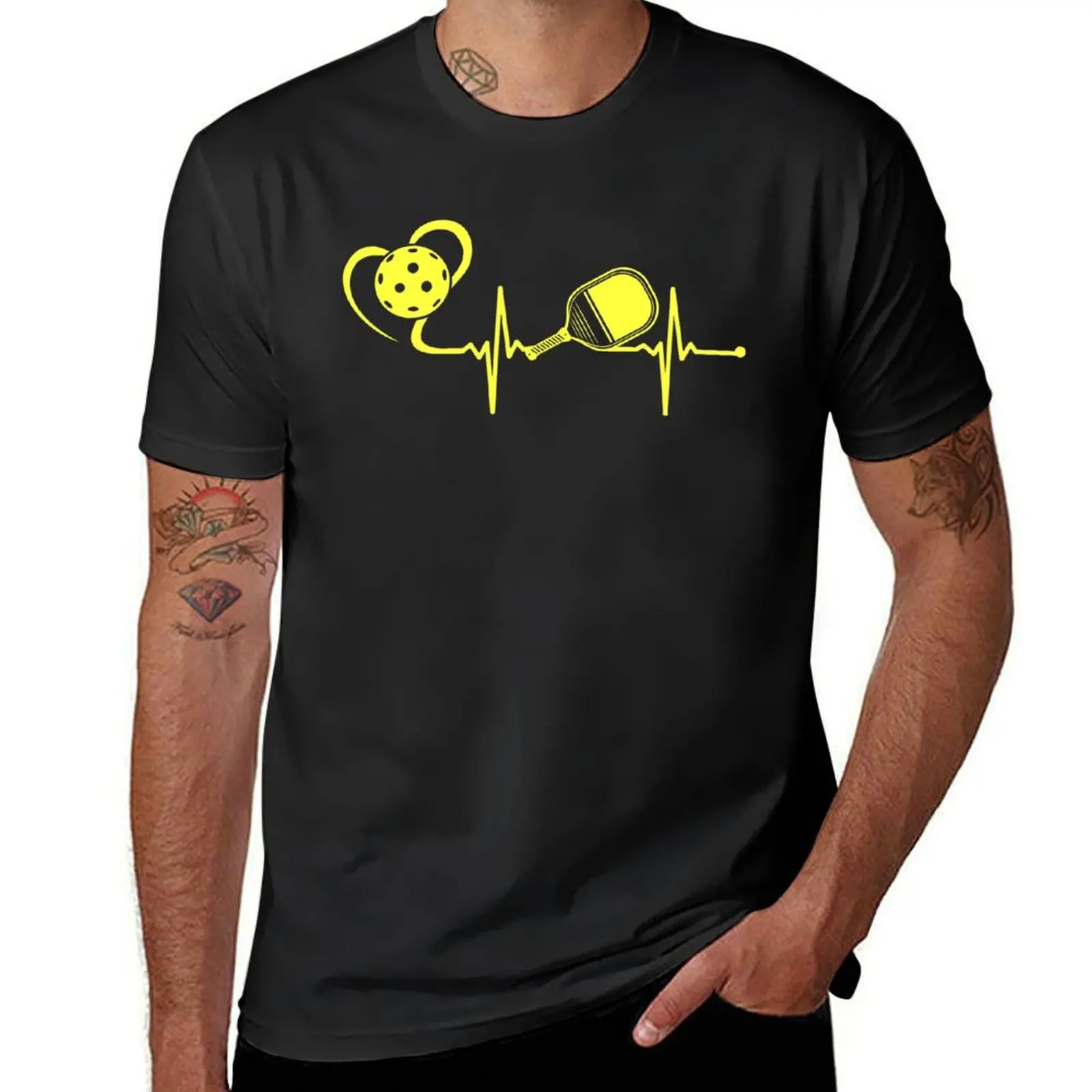 

Pickleball Paddle And Ball Heartbeat, Pickleball Lover T-shirt Hippie Clothes Summer Top Mens Graphic t-shirts Funny