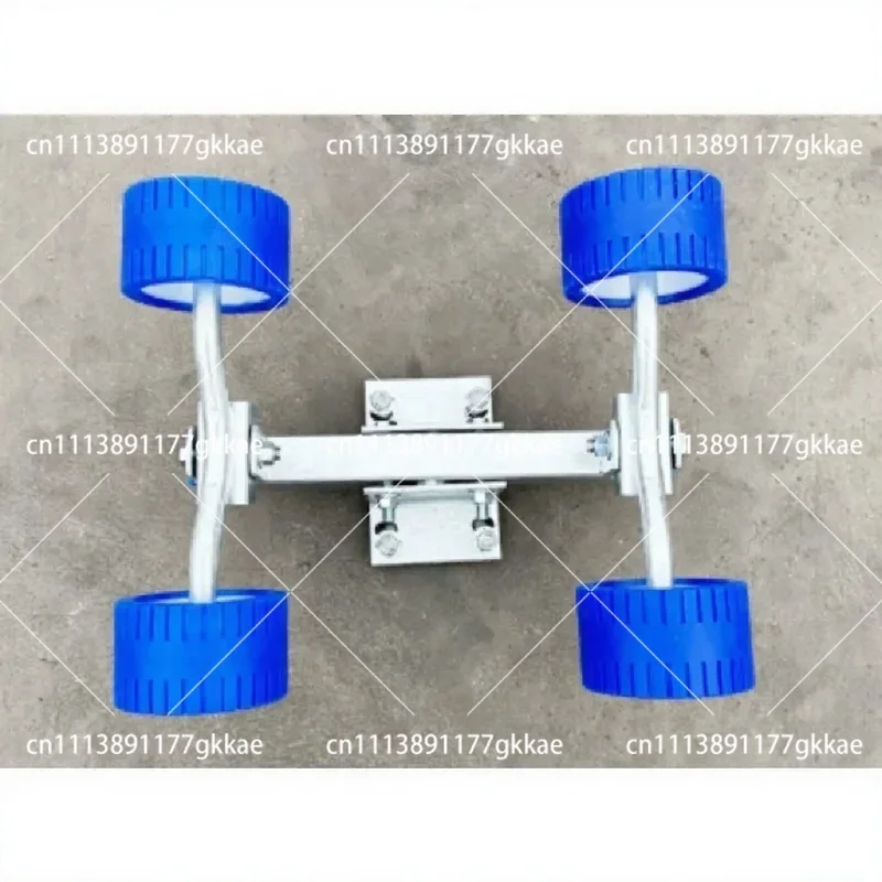 4 Pack Boat Trailer Blue Rubber Ribbed Wobble Roller 4.33 Inch Diameter 3 Inch Wide
