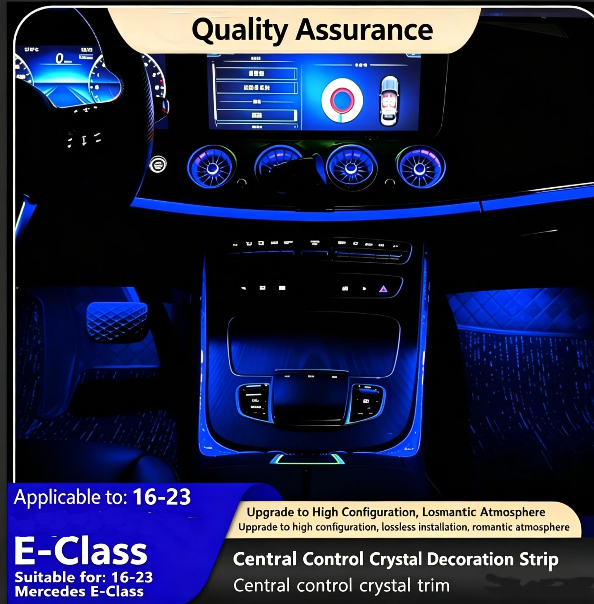 Crystal Ambient Light Frame Trim Strip For Mercedes-Benz W213 E Class E200 Coupe E260 E300L Center Console Atmosphere Lamp Inter