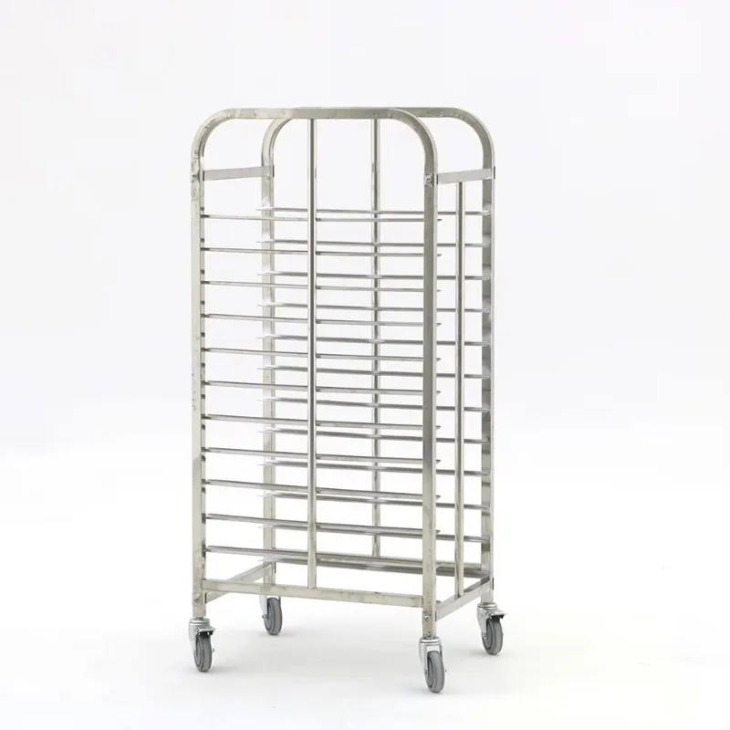 12-Tier Mobile Sheet Bun Pan Racking Tray Stainless Steel Pizza Trolley Storage Cooling Rack With Wheels