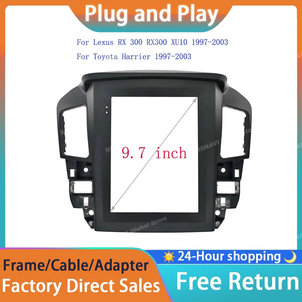 RSNAVI 9.7 Inch Fascias For Lexus RX300 Harrier 1997-2003 Car Radio Android Stereo Player Head Unit 2 Din Panel Dashboard Frame