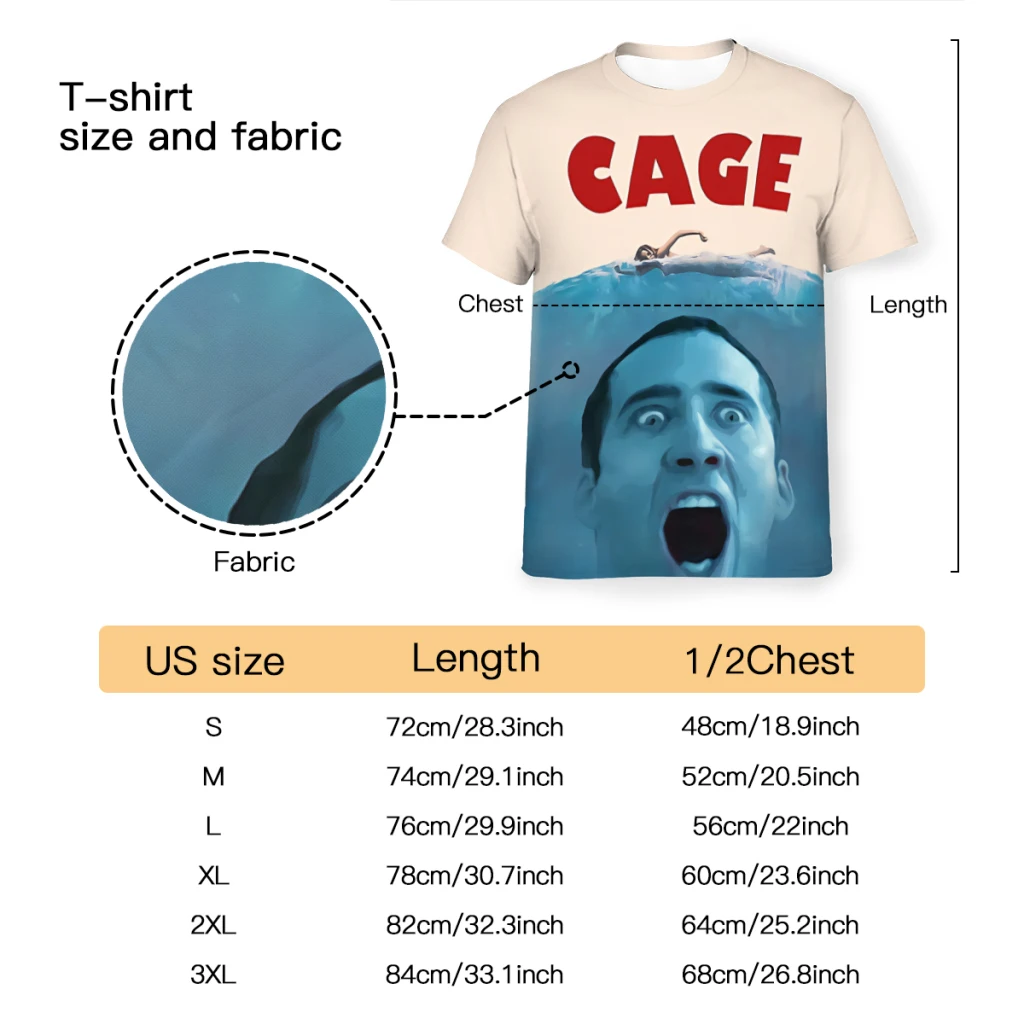 Nicolas Polyester TShirt for Men Cage Basic Casual Thin T Shirt Novelty Trendy