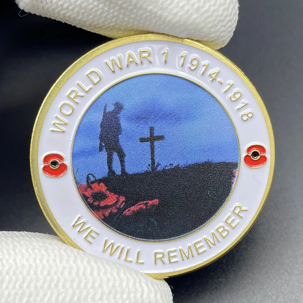 WW1 1914-1918 Coin Collectibles Soldiers and Tombstones Challenge Coin 100th Anniversary of World War I Medal Badge Souvenir
