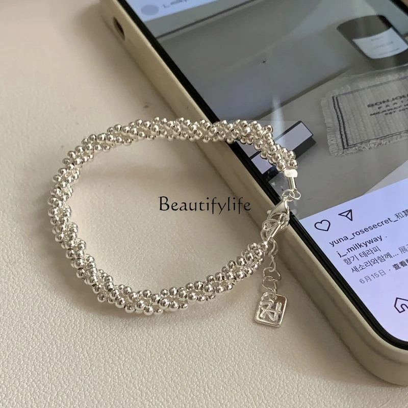 

Sterling Silver Three-Strand Sliver Beads Winding Bracelet Female Niche High-Grade Temperament Silver Bracelet Gift