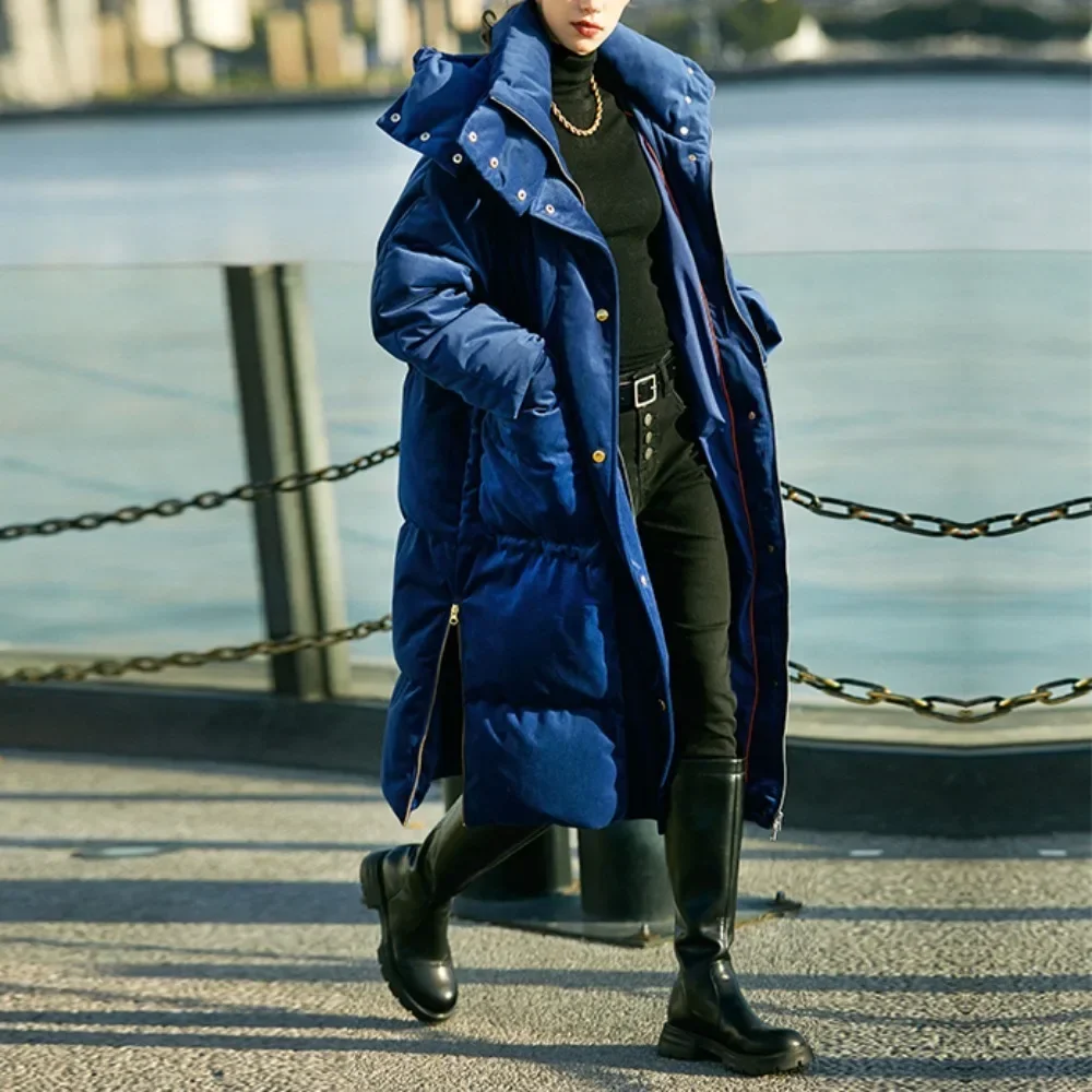 Winter Warm Down Coat 90% White Duck Down Korean Imported Velvet Thickened Long Down Jacket Women