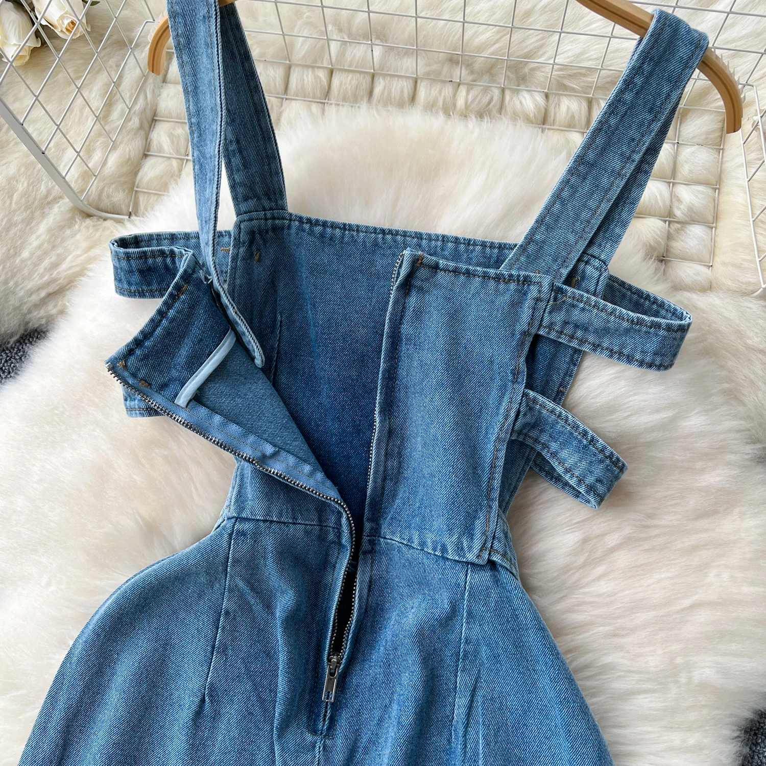 Women Summer Denim Overalls Season Hollow Out Slim Waist Wide Leg Jumpsuits Fashion Rompers Jeans Outfits