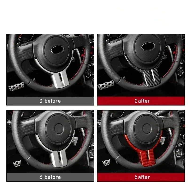 

For SUBARU BRZ For TOYOTA 86 GR86 GT86 Real Hard Dry Carbon Fiber Cover 12-2016 Interior Trim Steering Wheel Sticker Accessories