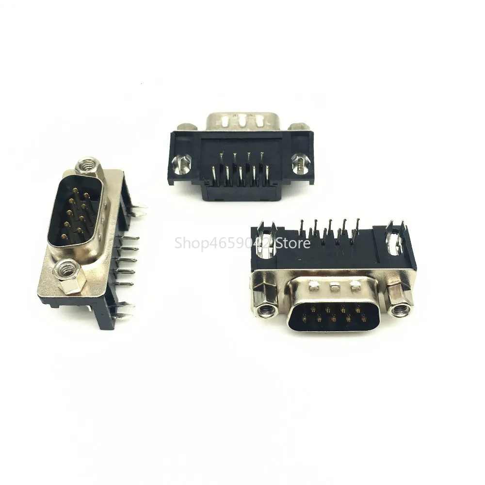 5PCS DR9 Male Pcb Mount Serial Port Connector Right Angle D-Sub RS232 Com Connectors 9pin Plug 9P Adapter for Pcb Board