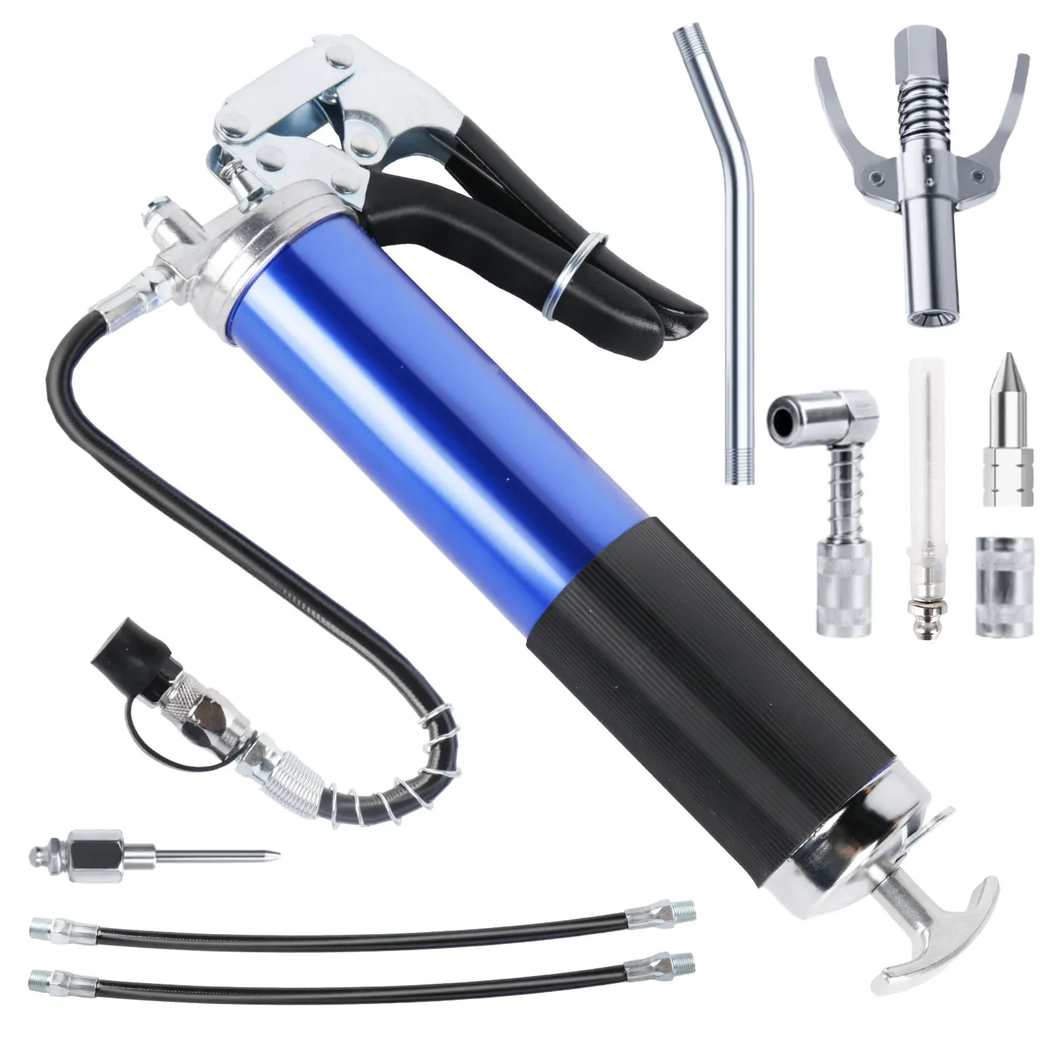 Kit de graissage 10 pièces 8000 PSI, lubrificateur robuste avec poignée pistolet et raccord rapide, étanche, durable, haute pression