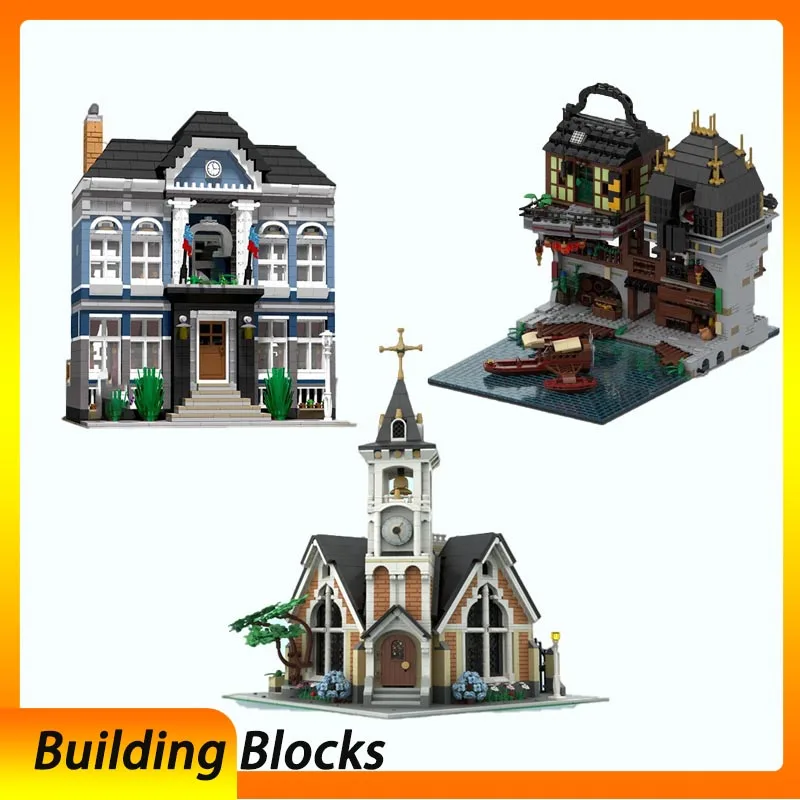 

Пятно MOC-171047 Мемориальная церковь Святого Джозефа, строительные блоки 133902, вид на городскую улицу 167843, порт для рыбалки, дом, модульный замок, деко