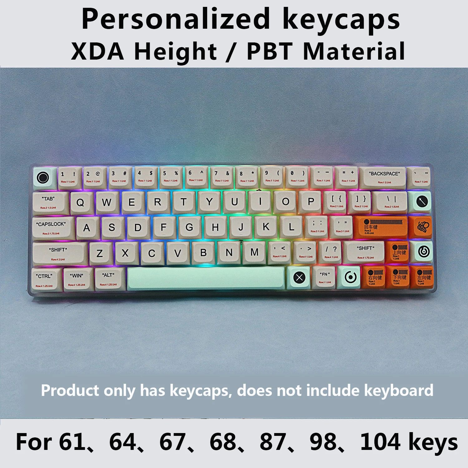 PBT 레트로 키캡 XDA 프로필 DYE-SUB Bee 맞춤형 키캡, Cherry MX GATERON 스위치 게임용 기계식 키보드, 139 키