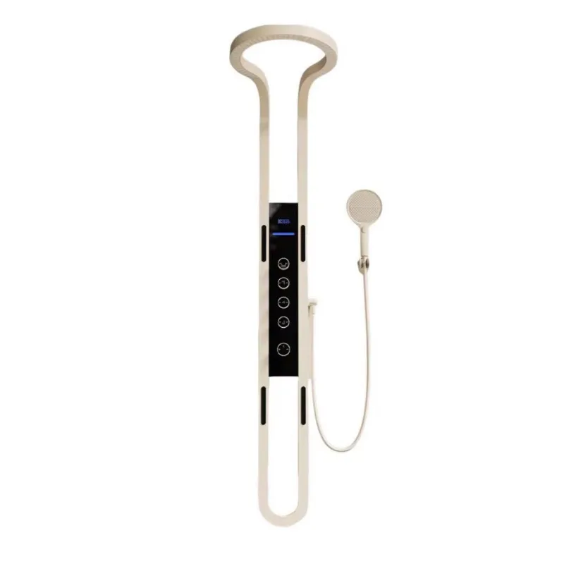 

Premium Thermostatic Shower System Digital Display - Brushed Gold Large Bathroom Shower Set with Rain Showerhead & Handheld
