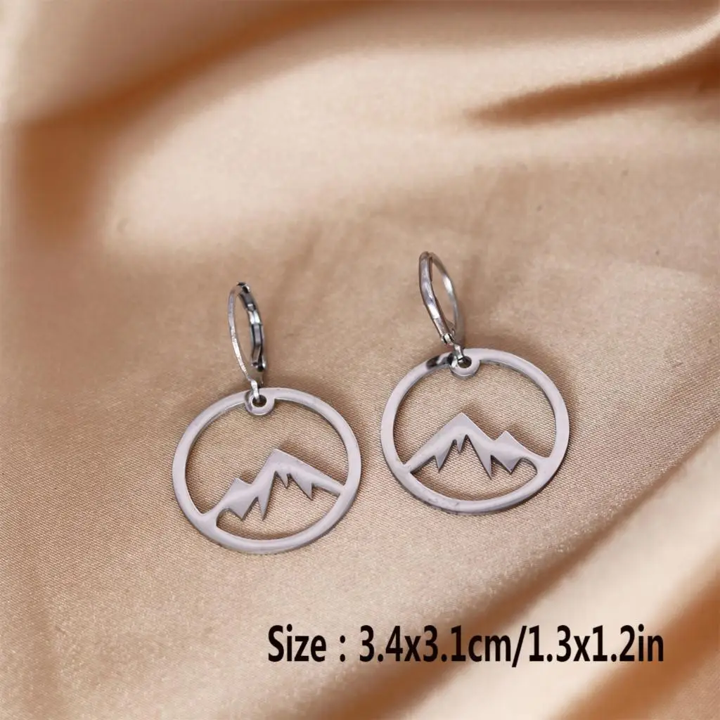 Kinitial Stainless Steel Pendant Earrings Mountain Boho Snowy Mountain Earring for Womens Skiers