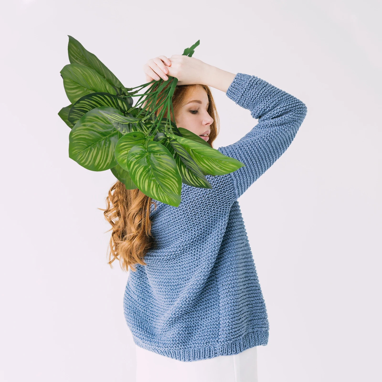 

6pcs Artificial Calathea Plant Decor Simulation Green Plant Vivid Desktop Ornament Mini Potted Bonsai For Office Balcony