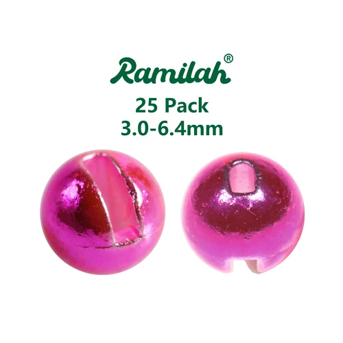 Paquete de 25 cuentas de tungsteno ranuradas de 32 colores, 3,0-6,4 mm, para atar moscas