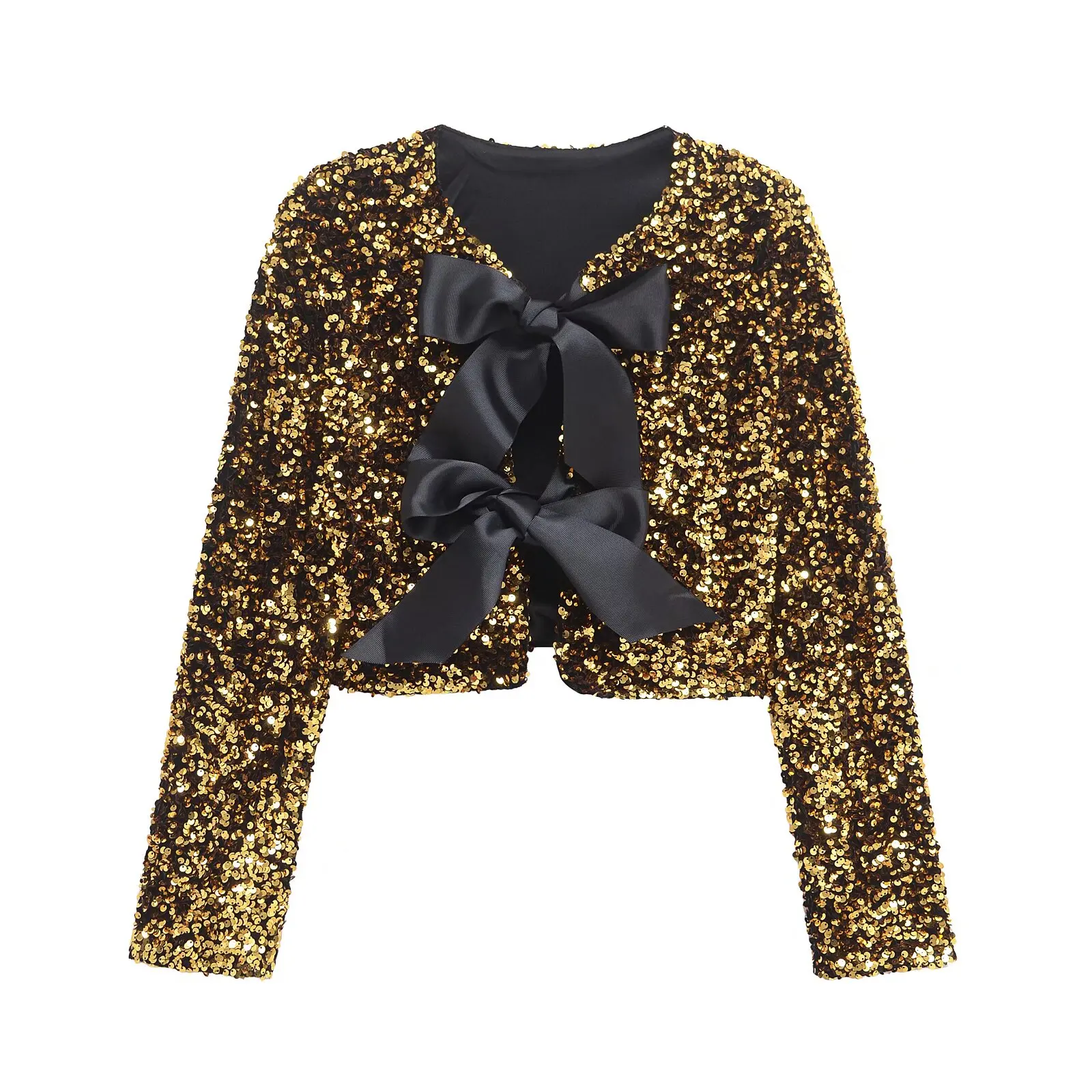 

ZAB Autumn New Women's Faion Sensation Casual Long Sve Sequin ort Jaet Versatile Polyester Fiber Outerwear