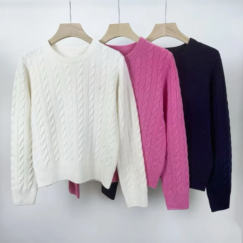 

Autumn Winter New Sle Women's Knitted Knot Embroidery Small Label round Ne Casual Long Sve Overhead Knitted Sweater