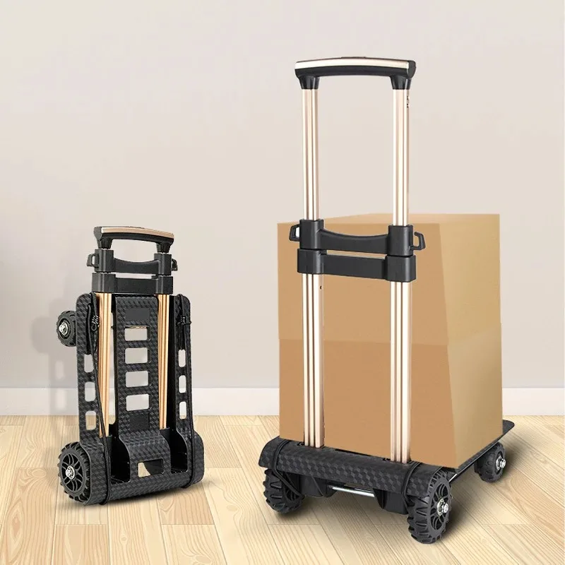 

Folding aluminum pull rod luggage trolley for carrying and towing, buying groceries, silent handcart, aluminum material