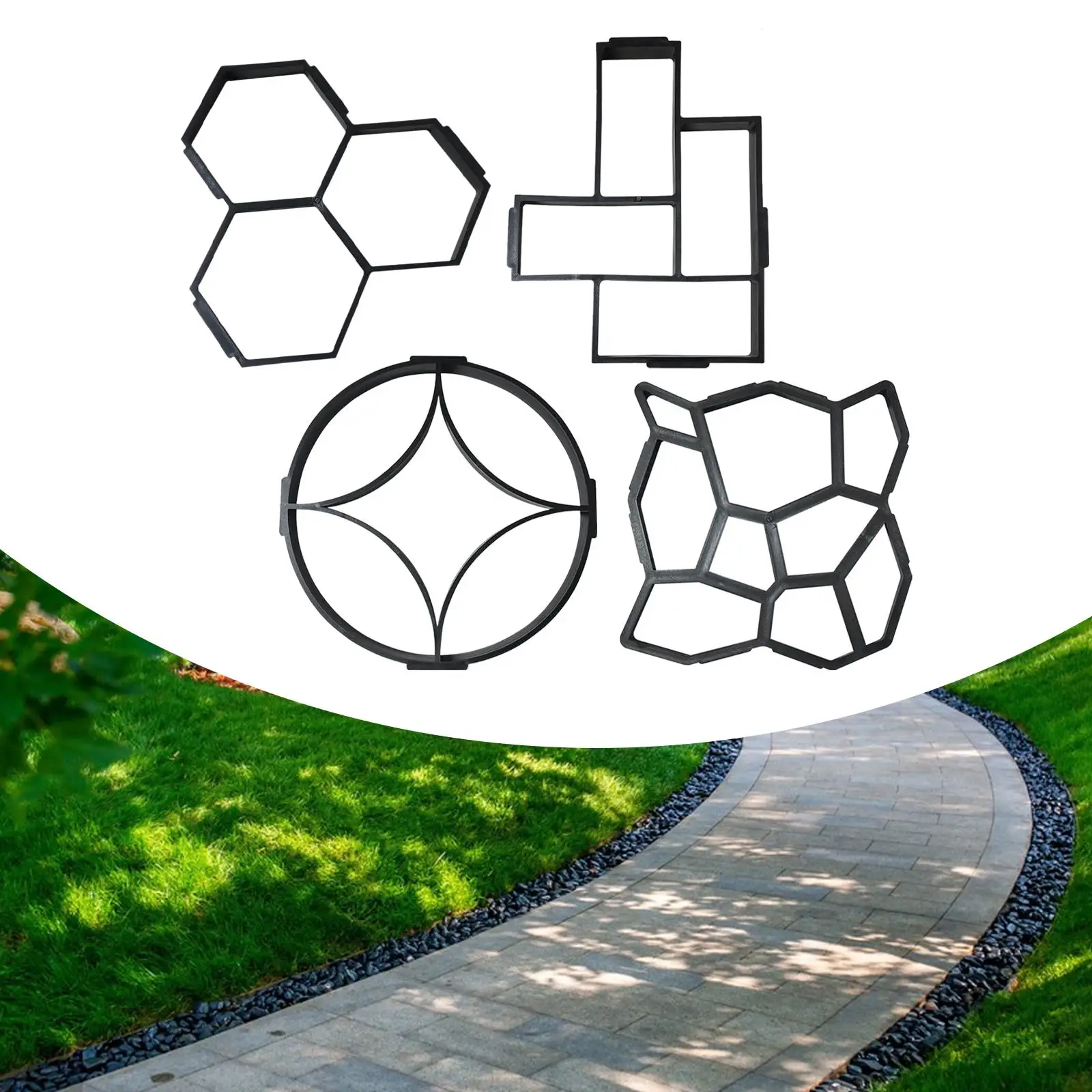 

DIY Walk Path Maker Decorative Reusable Paving Mould for Garden Yard Patio