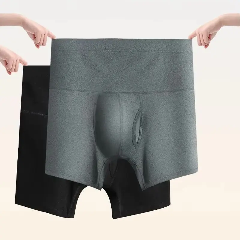 2 Stück hoch taillierte und bauchstraffende Herren-Unterhosen, in Übergrößen, Anti-Schafing für Oberschenkel, schützt die Taille, warm, Lin